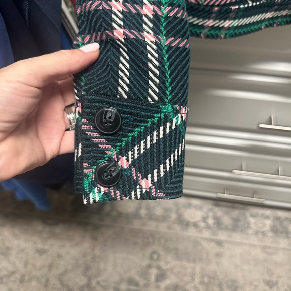 Anthropologie’s Brand Maeve Green Plaid Jacket with fur collar - Picture 8 of 9